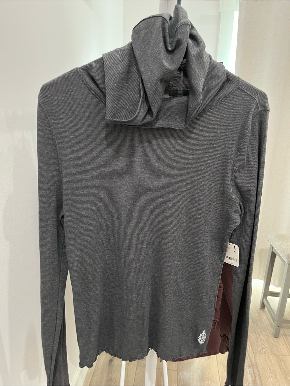 Free People Charcoal Gray Cowl Neck Lightweight Sweater
